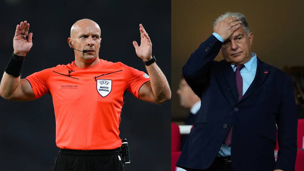 لابورتا رئيس برشلونة يهاجم الحكم مارتشينياك