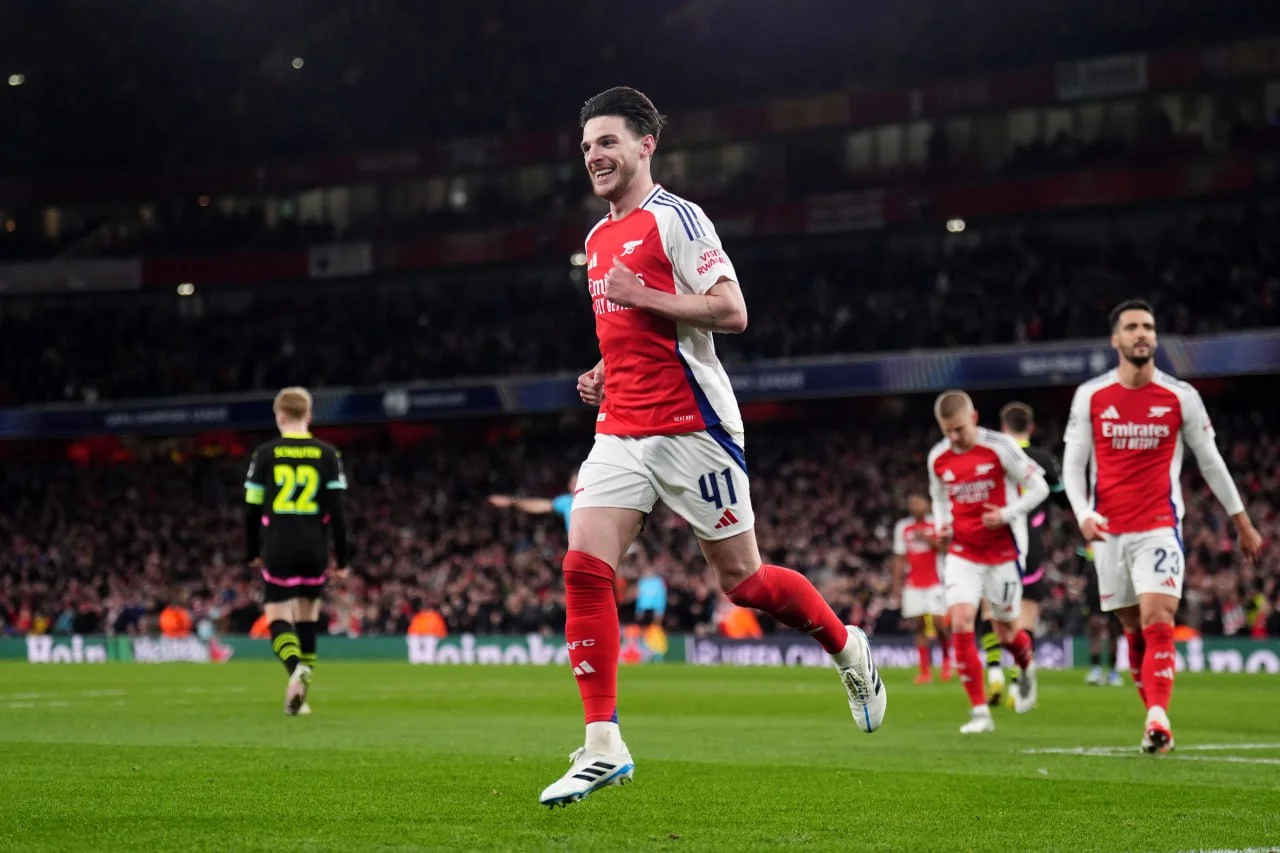 هدف ديكلان رايس في ريال مدريد الأفضل في موسم أرسنال 2024/2025